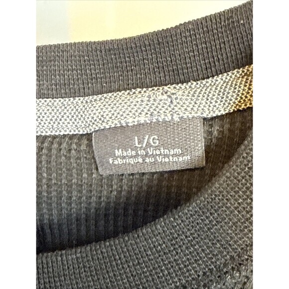 Timberland Mens Long Sleeve Waffle Knit Shirt Size L Dark Gray Thermal Layers - Picture 3 of 5